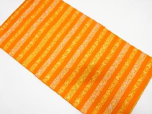 未使用品　横段に花青海波模様織り出し名古屋帯